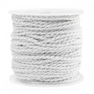 Macramé bead cord twisted 1.5mm Silver-white